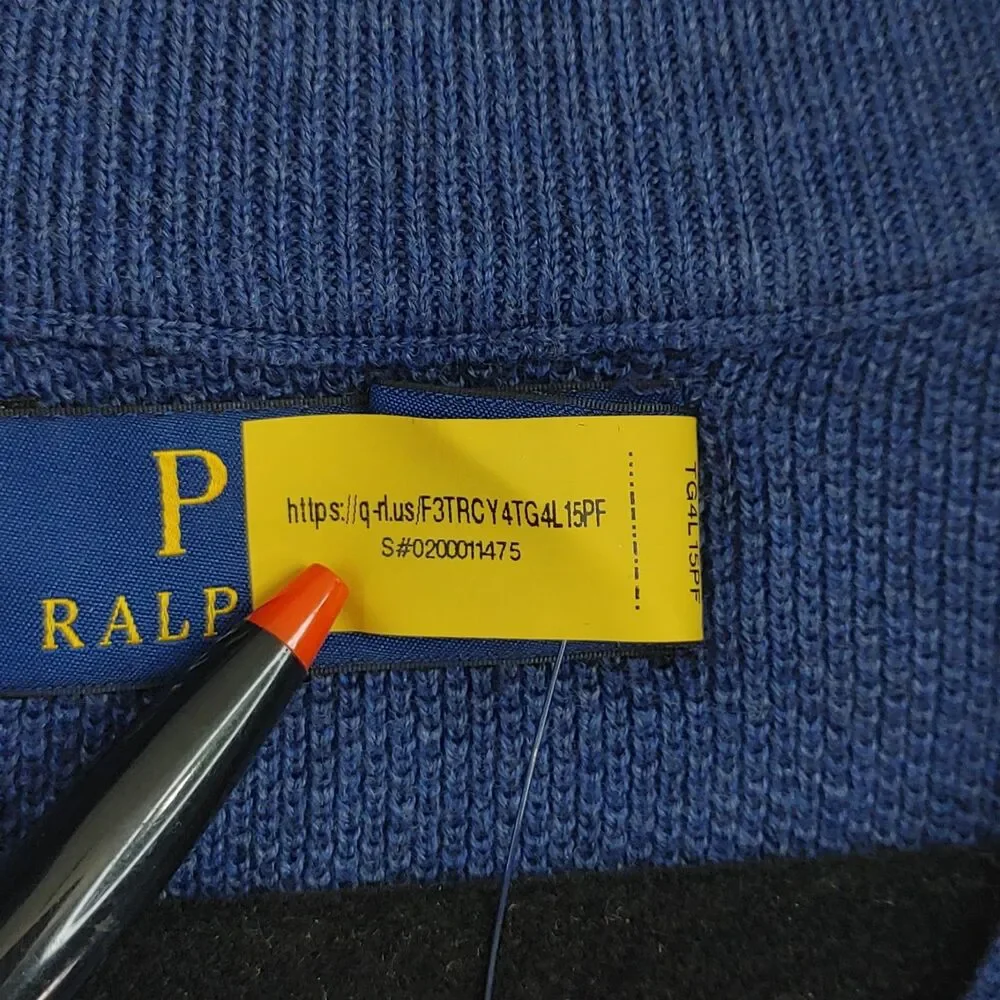 Polo Ralph Lauren Men's Classic 1/4 Zip Pullover Sweater Navy Heather Large